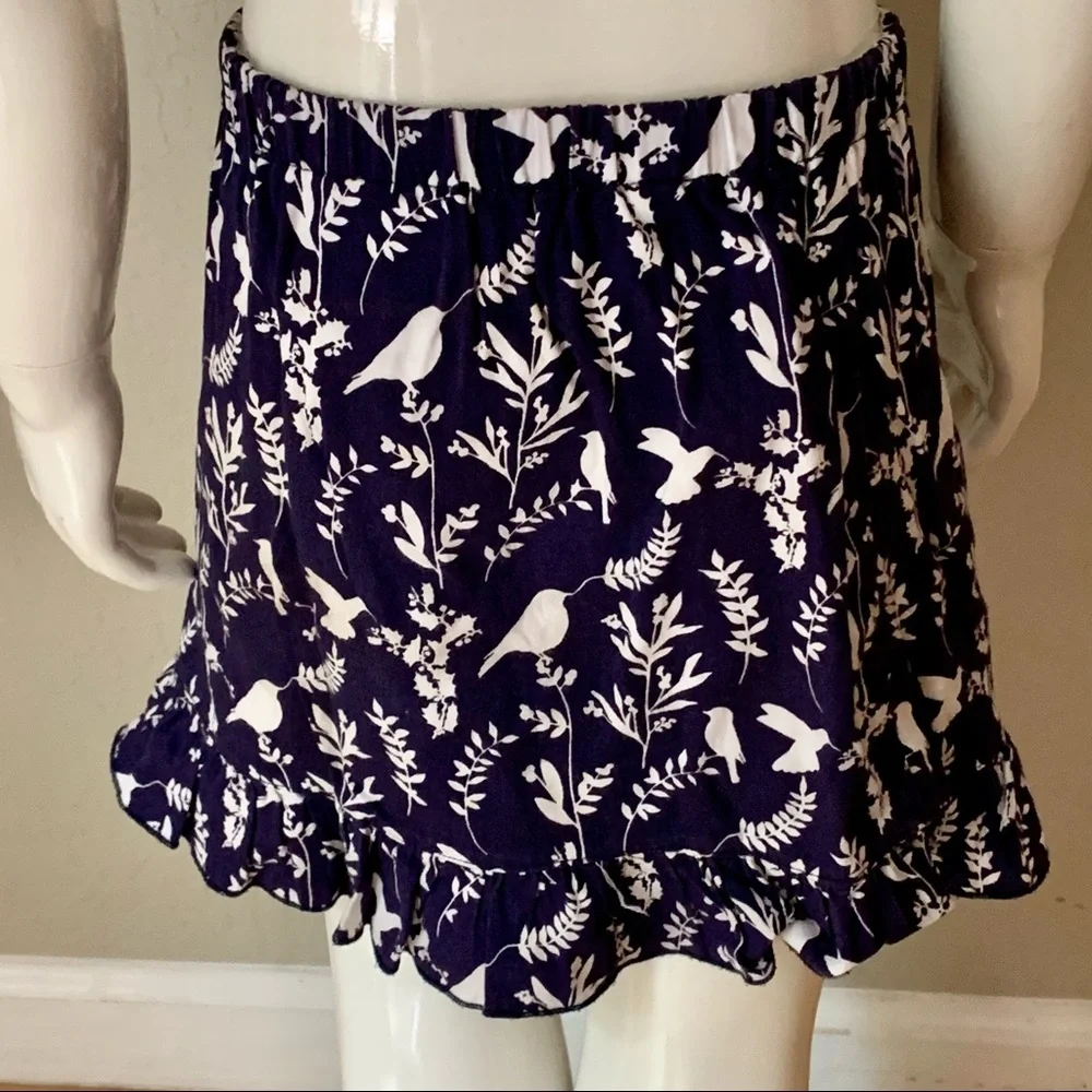 OSCAR DE LA RENTA Girls Cotton Poplin Bird Print Skirt Elastic Waist Ruffle Hem - Picture 5 of 16